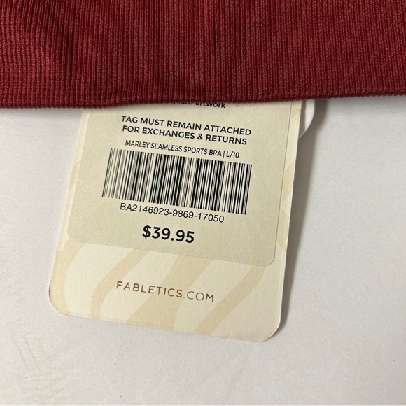 NEW Fabletics Maroon Marley Seamless Sports Bra Large - Picture 3 of 6